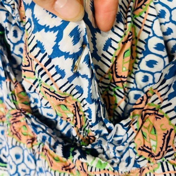 Ark & Co. Bohemian Blue Green Aztec Shorts Romper - Picture 7 of 12